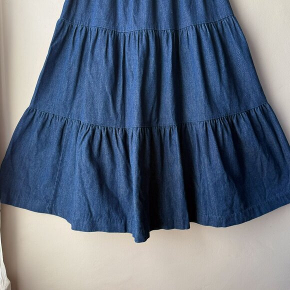 Vintage Collectibles Blue Denim Tiered Midi Circle Skirt - Picture 8 of 9